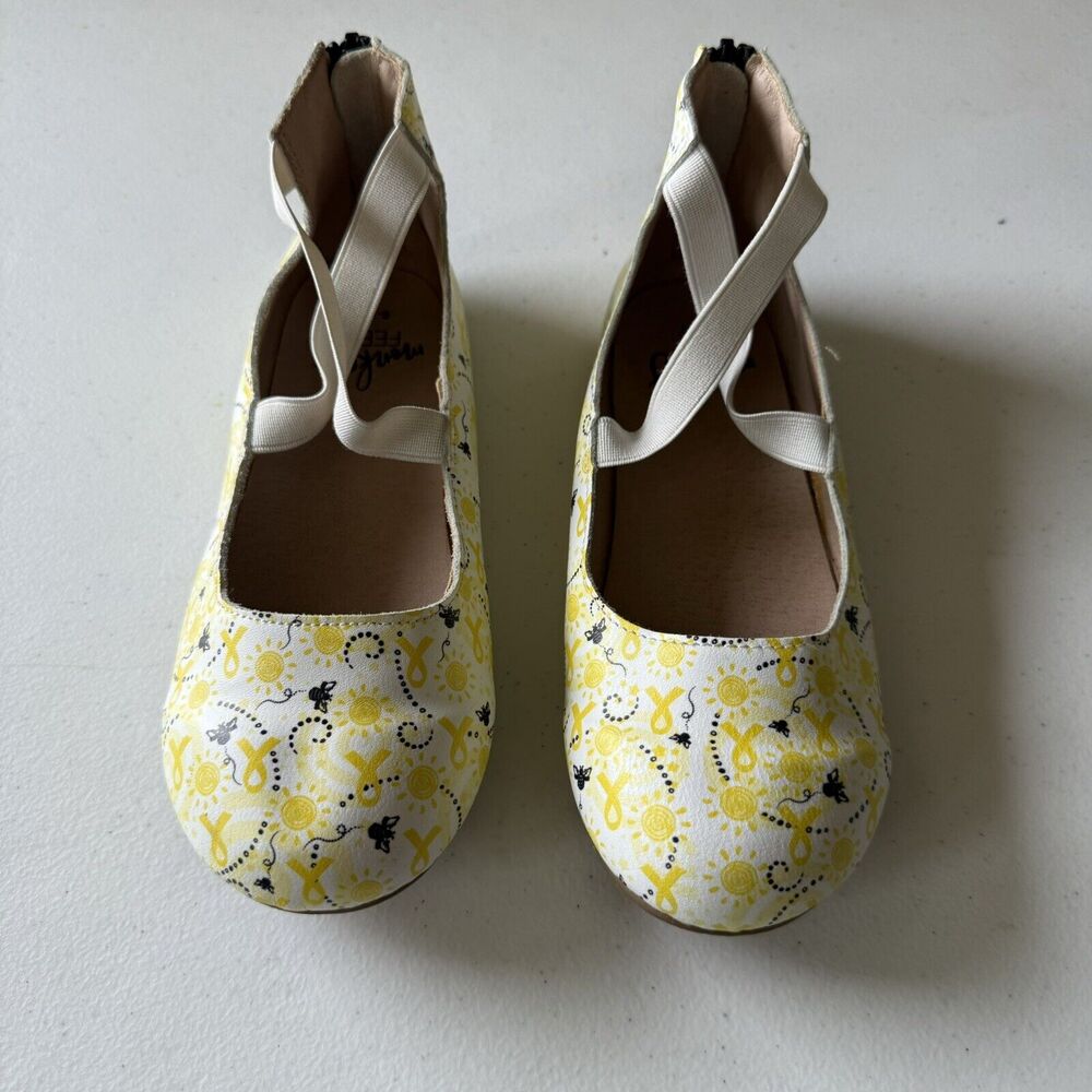 Monkey Feet Yellow Ribbon Cancer Awareness Bumblebee Shoes flats 6-7Y leather